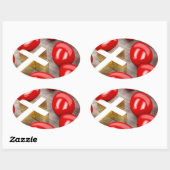 イースターの卵とクロス付きの装飾 楕円形シール (シート)