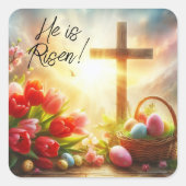 イースターの卵とチューリップを背負って生まれ変わった スクエアシール (正面)