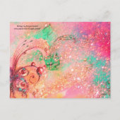 イースターの卵と春の花を持つ白うさぎ シーズンポストカード (裏面)