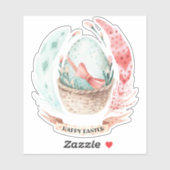 イースターの卵と羽の花束 シール (シート)