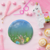 イースターの卵と草の中のバニー ペーパープレート (パーティー)