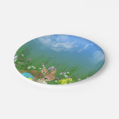 イースターの卵と草の中のバニー ペーパープレート (アングル)