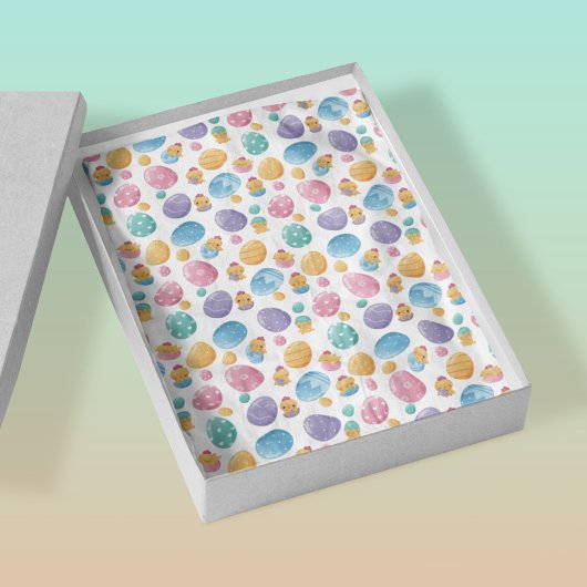 イースターの卵と雛のパターン |パステルの色 薄葉紙