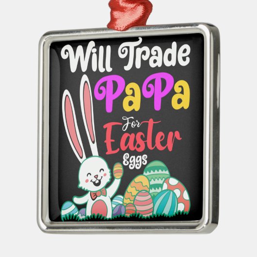 イースターの卵のためにパパを交換する メタルオーナメント (左)