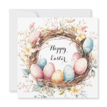 イースターの卵のカラフルな装飾リース（花と葉付き）