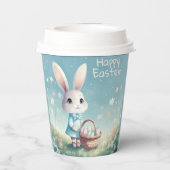 イースターの卵のバスケットとキュートなイースターバニー 紙コップ (裏面)