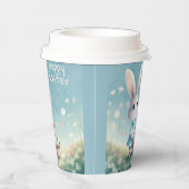 イースターの卵のバスケットとキュートなイースターバニー 紙コップ (右)