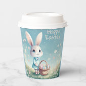 イースターの卵のバスケットとキュートなイースターバニー 紙コップ (正面)