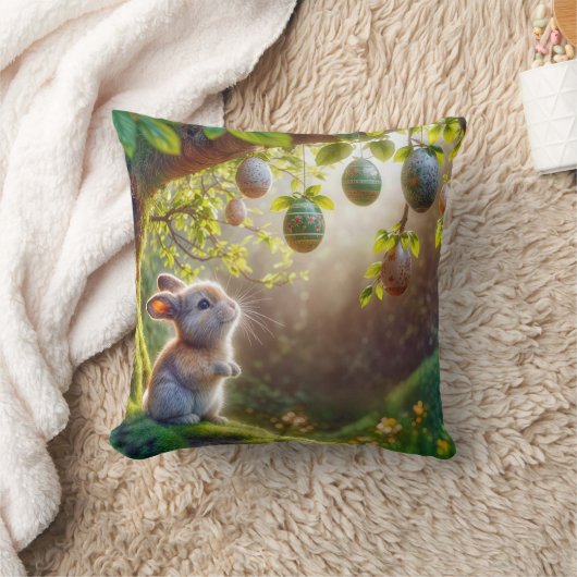 イースターの卵の木の下のバニー クッション (ブランケット)