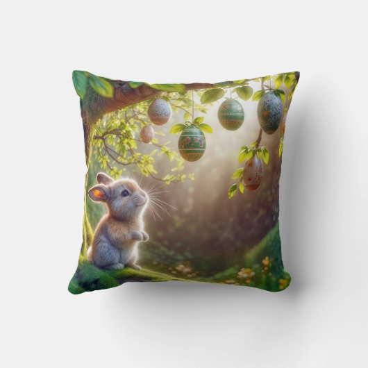 イースターの卵の木の下のバニー クッション (裏面)