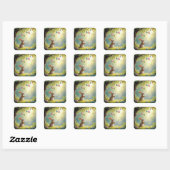 イースターの卵の木の下のバニー スクエアシール (シート)