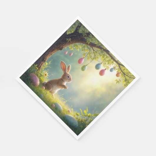 イースターの卵の木の下のバニー スタンダードランチョンナプキン (角)