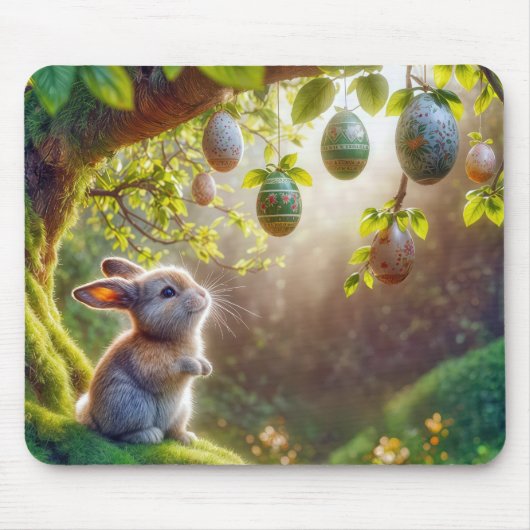 イースターの卵の木の下のバニー マウスパッド (正面)