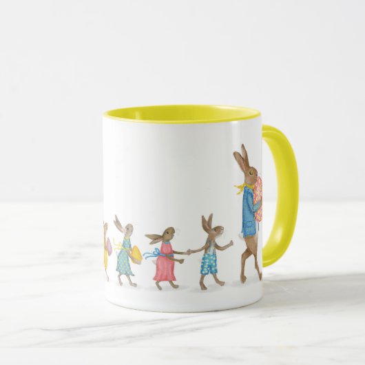 イースターの卵の狩りの上のHaresパーソナライズされたマグカップ マグカップ (正面右)