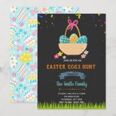 イースターの卵の狩りカード 招待状 (正面/裏面)