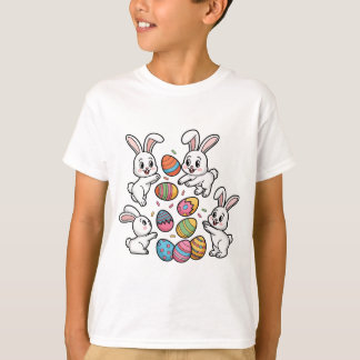 イースターの卵を投げる可愛いブンニー Tシャツ