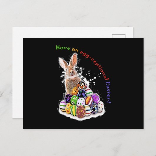 イースターの卵を持って!イースターバニーエッグ ポストカード (正面/裏面)