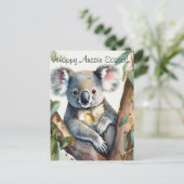 イースターの卵を持つコアラ金ゴールド ポストカード (スタンド正面)