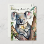 イースターの卵を持つコアラ金ゴールド ポストカード (正面/裏面)