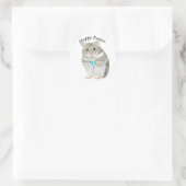 イースターの卵を編集可能に保持かわいいグレーハムスター ラウンドシール (バッグ)