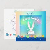 イースターの卵を集めるための子供用の籠を持ってきて。 招待状 (正面/裏面)