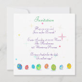 イースターの卵を集めるための子供用の籠を持ってきて。 招待状 (裏面)