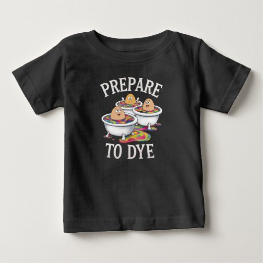 イースターの卵狩りでダイする準備を Funny Easter Sunday ベビーTシャツ (正面)