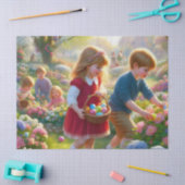 イースターの卵狩りの子ども 薄葉紙 (クラフト)