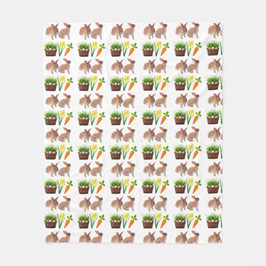 イースターの古典的なウサギの快適なホリデーシーズン フリースブランケット (正面)