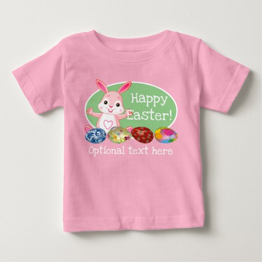 イースターの可愛いうさぎとイースターエッグ ベビーTシャツ (正面)