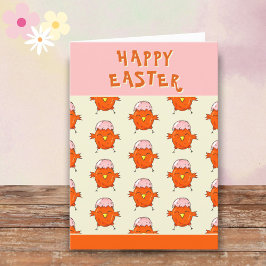 イースターの可愛いひよこ 卵の殻 Happy Easter シーズンカード