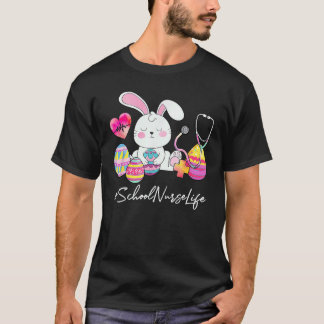 イースターの可愛いウサギのスクールナースライフ ステトスコープ Tシャツ