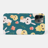 イースターの可愛いヒヨコとうさぎのシームレスパターン Case-Mate iPhoneケース (裏面(横))