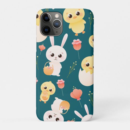 イースターの可愛いヒヨコとうさぎのシームレスパターン Case-Mate iPhoneケース (裏)