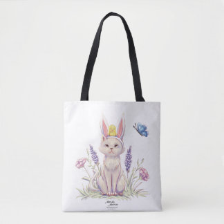 イースターの可愛い猫とひよこのイラストトートバッグ トートバッグ