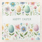 イースターの喜びの花 ガラスコースター (正面)