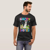 イースターの太陽を祝うアラスカンマラミュート犬イースターバニー Tシャツ (正面フル)