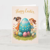 イースターの子どもたちカラフルと卵の挨拶 カード (正面)