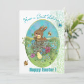 イースターの子ウサギとヒナのフラットホリデーカード シーズンカード (スタンド正面)