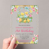 イースターの子ウサギと卵 春の21歳の誕生日 アクリル招待状 (インサイチュ (ポータブル))