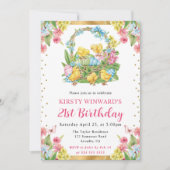 イースターの子鳥と卵 春の21歳の誕生日 招待状 (正面)