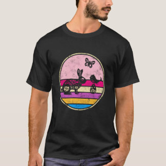 イースターの幸せなウサギのレトロなウサギの子供向けデザインの服 Tシャツ