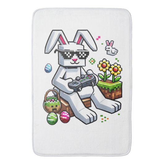 イースターの幸せなウサギの卵のビデオゲームの少年たち バスマット (正面縦)