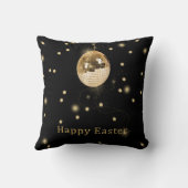 イースターの幸せなゴールドディスコボール クッション (裏面)