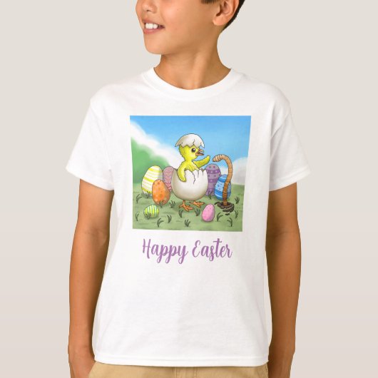 イースターの幸せなニワトリ Tシャツ (正面)