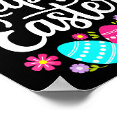 イースターの幸せなメッセージ かわいい卵 ウサギ 花柄 レディース ポスター (角)