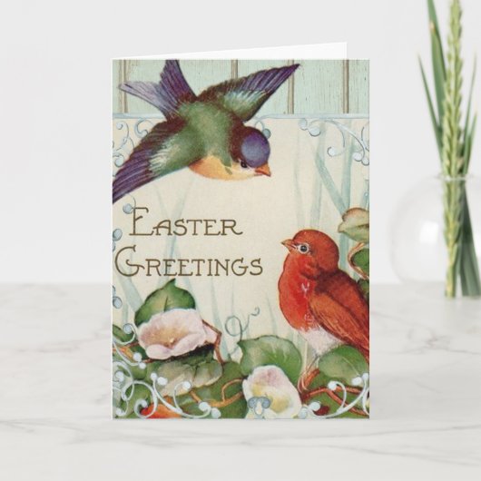 イースターの幸せなヴィンテージ絵のイースターカード カード (正面)