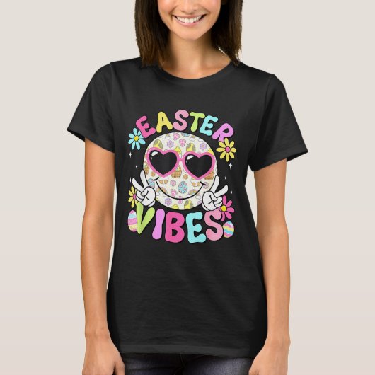 イースターの幸せな雰囲気 かわいいウサギ バブルガム Fa Tシャツ (正面)