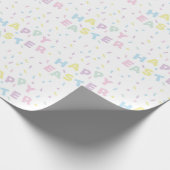 イースターの幸せを願うかわいい単語の紙吹雪パターン ラッピングペーパー (角)