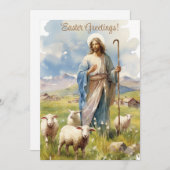イースターの恵み:羊の中のイエス シーズンカード (正面/裏面)